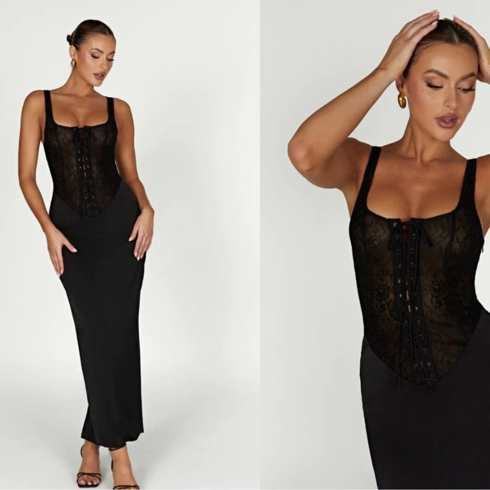 Meshki Black Octavia Lace Corset Dress